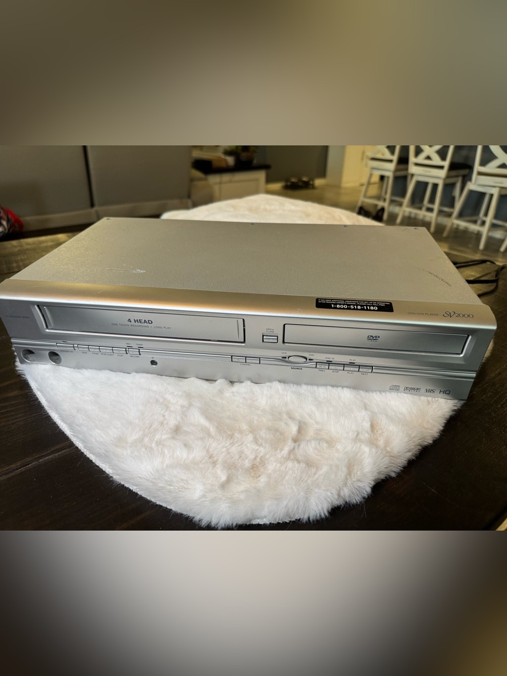 Silver Portable DVD/VCR Combo Player - Dual Deck Playback working